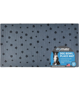 Dry Mate Dog Bowl Place Mat Paw Stripe   Grey Black 16x28 Inches (PACK OF 3)