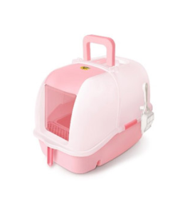 Catidea Luxury Hooded Cat Litter Station with Sifter-Pink