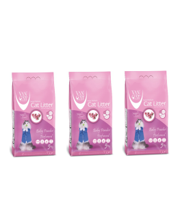 Van Cat White Bentonite Clumping Cat Litter Baby Powder 5Kg-PACK OF 3