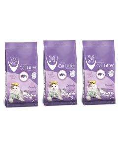Van Cat White Bentonite Clumping Cat Litter Lavender 5Kg-PACK OF 3