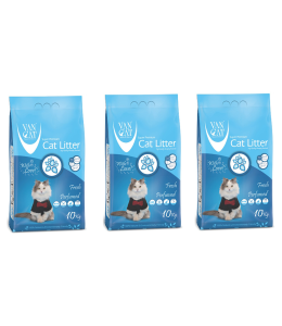 Van Cat White Bentonite Clumping Cat Litter Fresh 10Kg-PACK OF 3