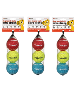 Petkin 3 Dog Tennis Balls Extra Strong - Standard (Rainbow) -PACK OF 3