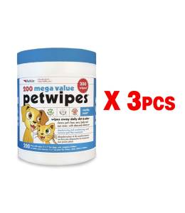 Petkin Extra Mega Valu Petwipes 200ct ( PACK OF 3 )