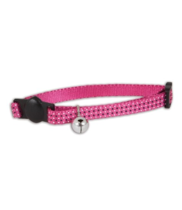 PETMATE ASPEN PET CAT COLLAR 3/8"X8-12" REFLECTIVE DOTS PINK