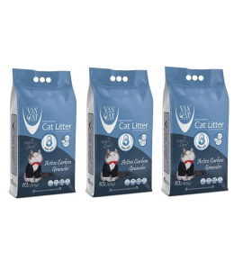 Van Cat White Bentonite Clumping Cat Litter Active Carbon Granules 10KG -PACK OF 3