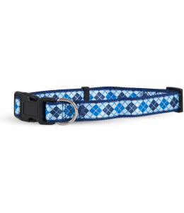 PETMATE ASPEN PET RIBBON OVERLAY DOG COLLAR 3/4"X14-20" HARLEQUIN BLUE