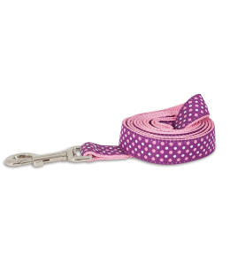 PETMATE ASPEN PET RIBBON OVERLAY DOG LEASH 1"X6' DOTS PINK