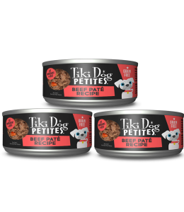 Tiki Dog Aloha Petites Wet Dog Food Paté Beef -3 oz. can - (PACK OF 3)