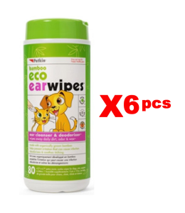 Petkin Bamboo Eco Earwipes-80ct (1Box 6pcs)