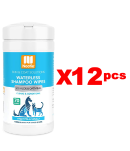 Nootie Waterless Shampoo Wipes – Sweet Pea & Vanilla 70 count-(1BOX-12PCS)