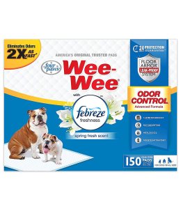 FOUR PAWS WEE-WEE ODOR CONTROL PADS WITH FEBREZE FRESHNESS  150 CT Bulk Pack Box