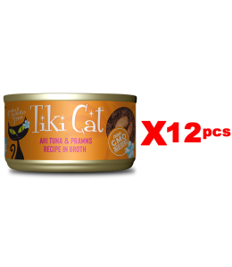 Tiki Cat Grill Wet Cat Food Manana Grill Ahi Tuna Prawns  -2.8 oz. can 1BOX 12PCS