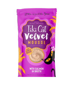 Tiki Cat Velvet Mousse Wet Cat Food Wild Salmon -2.8 oz. pouch - - ( 1BOX - 12PCS) 