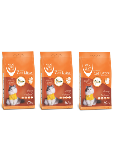 Van Cat White Bentonite Clumping Cat Litter Orange 10Kg-PACK OF 3