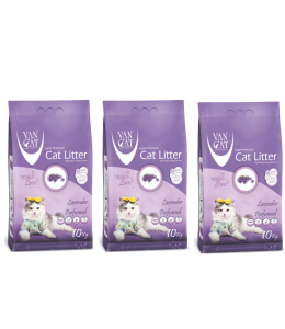 Van Cat White Bentonite Clumping Cat Litter Lavender 10Kg-PACK OF 3