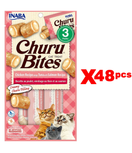 INABA CHURU chicken recipe wraps tuna with salmon recipe 30g - 3 pouches per pack  Pack of 48