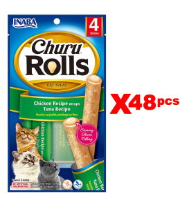 INABA CHURU chicken recipe wraps tuna recipe 40g - 4 sticks per pack  Pack of 48