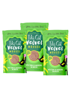 Tiki Cat Velvet Mousse Wet Cat Food Tuna & Mackerel -2.8 oz. pouch - (PACK OF 3)