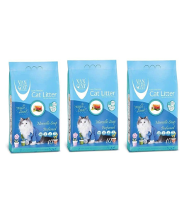 Van Cat White Bentonite Clumping Cat Litter Marsilla Soap 10Kg-PACK OF 3