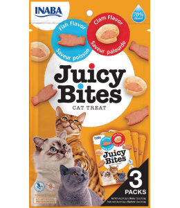INABA Juicy Bites Fish & Clam Flavor 33 - 9g  - 3 pouches per pack (12pcs)