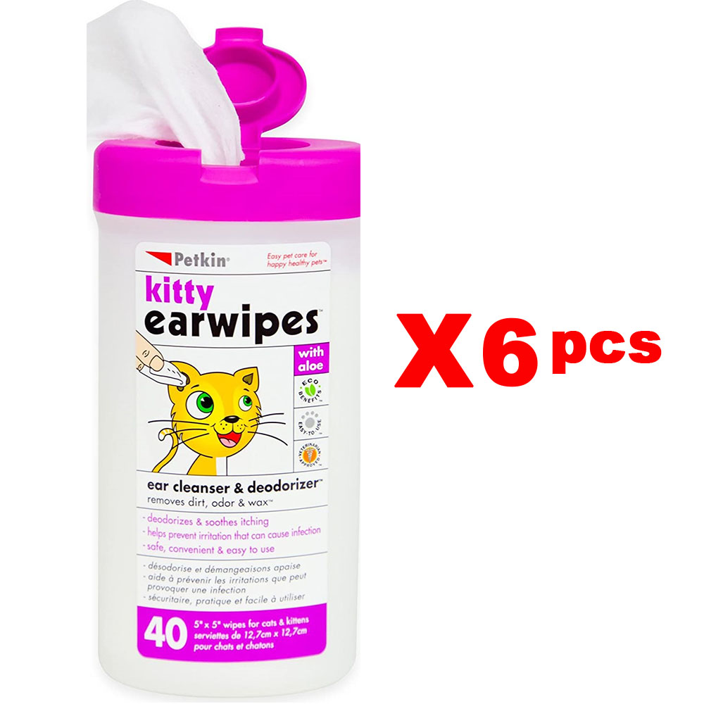 Petkin Kitty Ear Wipes -PACK OF 3