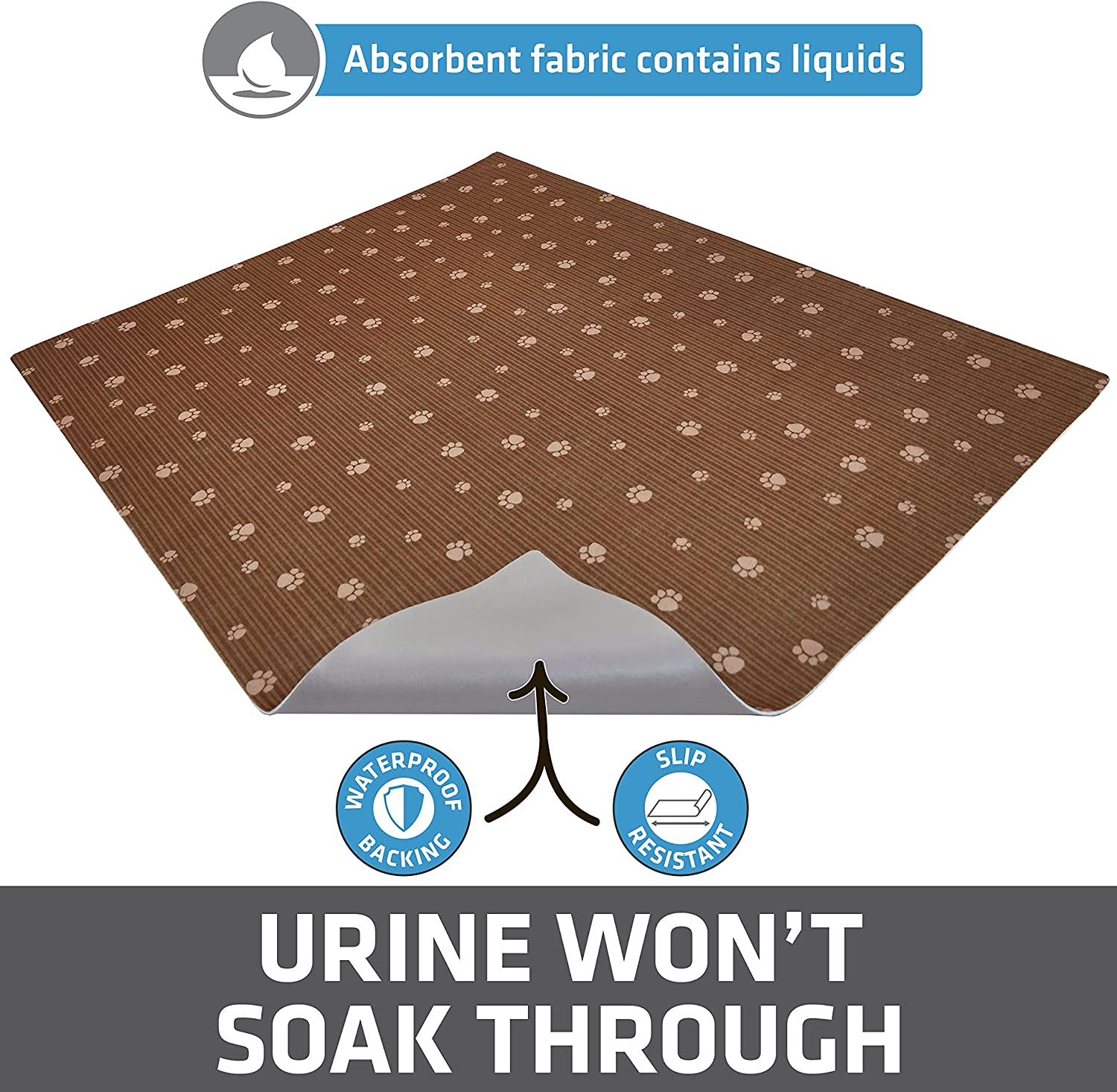 Dry Mate Brown Stripe   Tan Paw Cat Litter Mat 28 x 36 inches-PACK OF 3