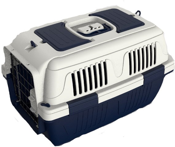 Nutrapet Dog  Cat Carrier Box Closed Top Dark Blue L55CmsX W33Cms X H30 Cms