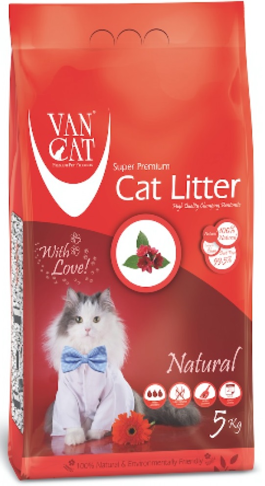 Van Cat White Bentonite Clumping Cat Litter Unscented 5Kg-PACK OF 3