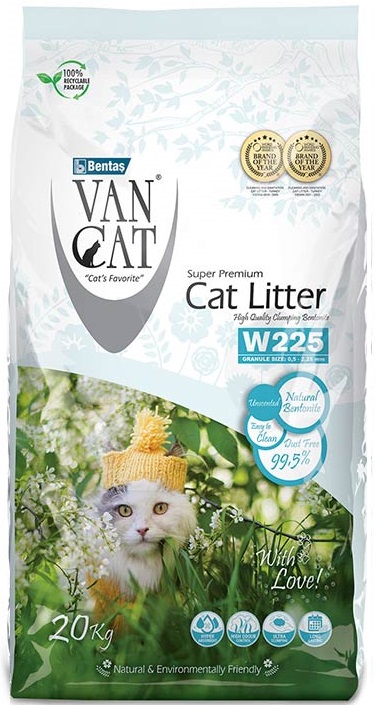 Van Cat White Compact Clumping Natural 20Kg-PACK OF 3