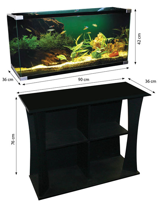 Aqua One Horizon 130 Starter Kit 130L 92W x 36D x 42cm H Glass Aquarium CABINET + AQUARIUM