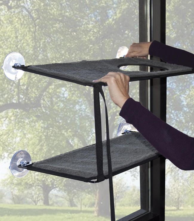 K&H  Ez Mount Window Double Stack Kitty Sill Gray 12" x 23"