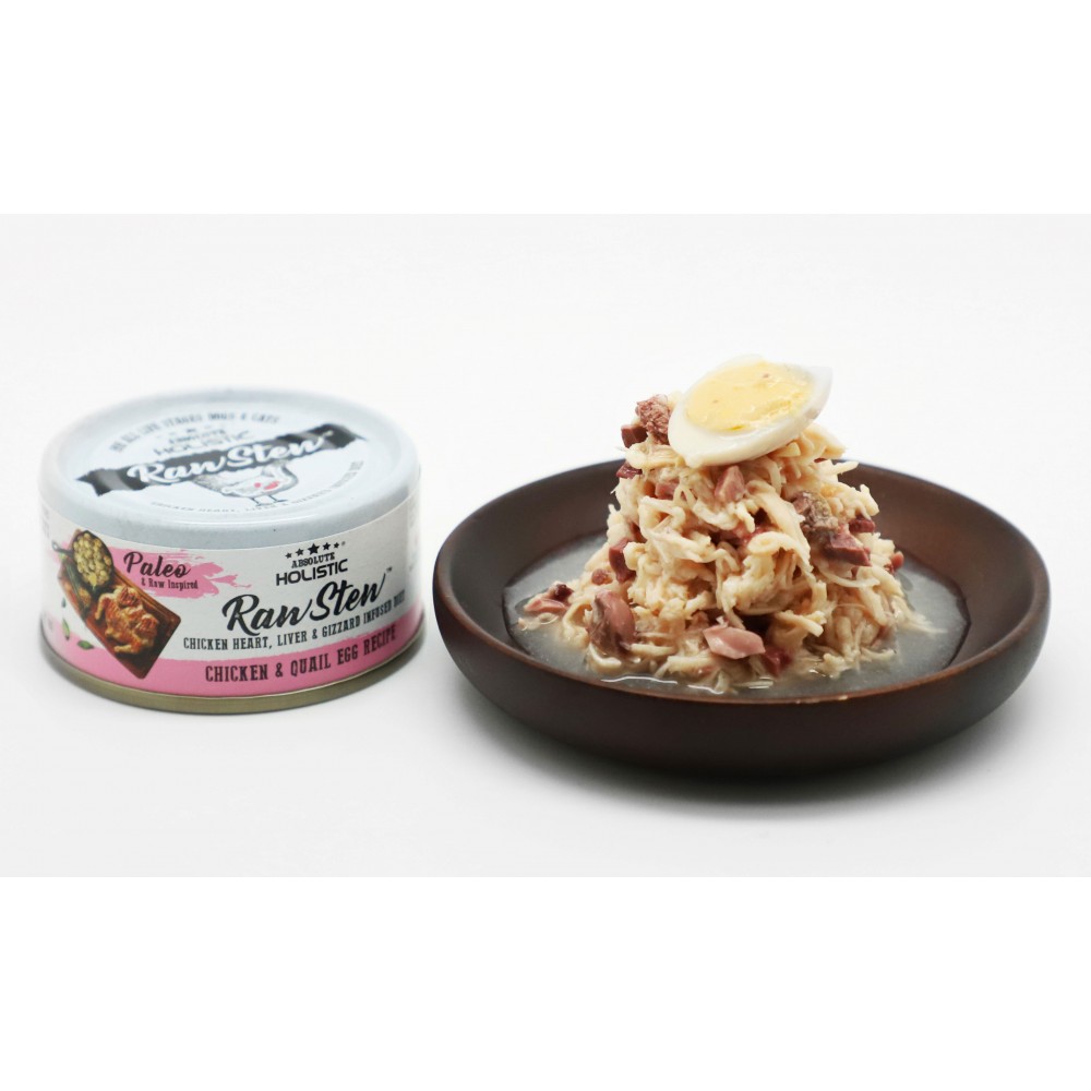 Absolute Holistic RawStew - Chicken & Quail Eggs Recipe 80g  - (1box 24pcs)