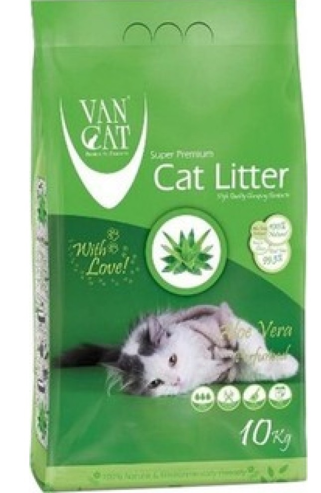 Van Cat White Clumping Bentonite Cat Litter Aloe Vera 10Kg PACK OF 3