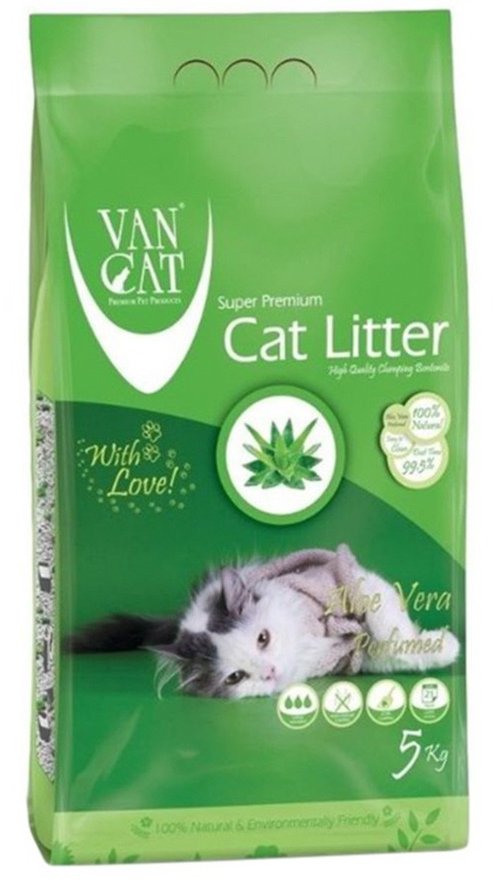 Van Cat White Clumping Bentonite Cat Litter Aloe Vera 5Kg PACK OF 3