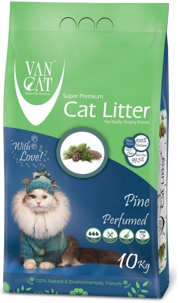 Van Cat White Bentonite Clumping Cat Litter Pine 10K Compact -PACK OF 3