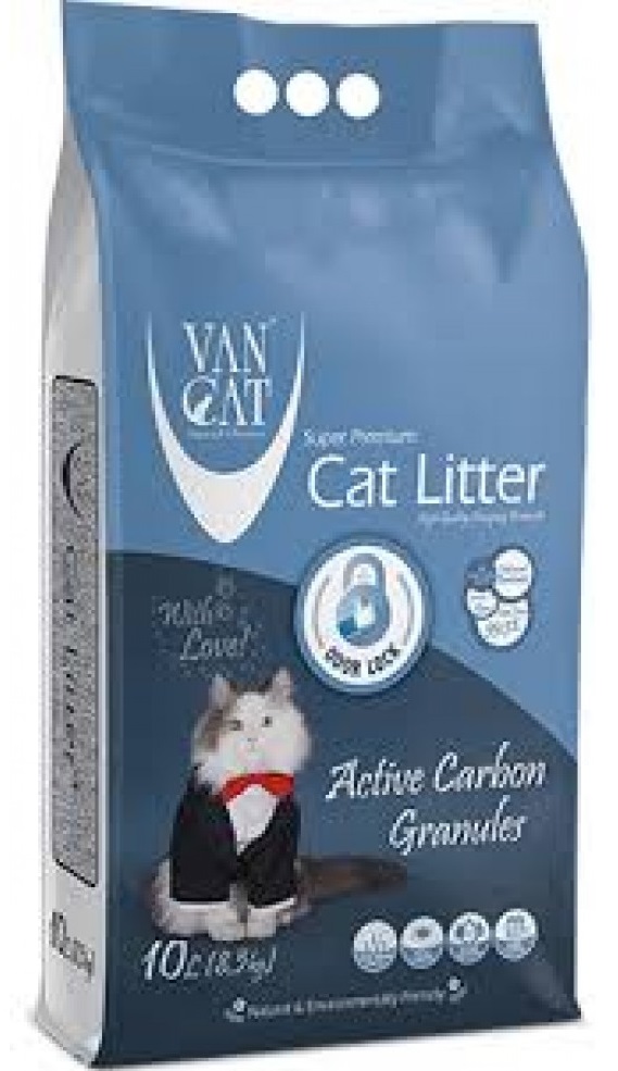 Van Cat White Bentonite Clumping Cat Litter Active Carbon Granules 10KG -PACK OF 3