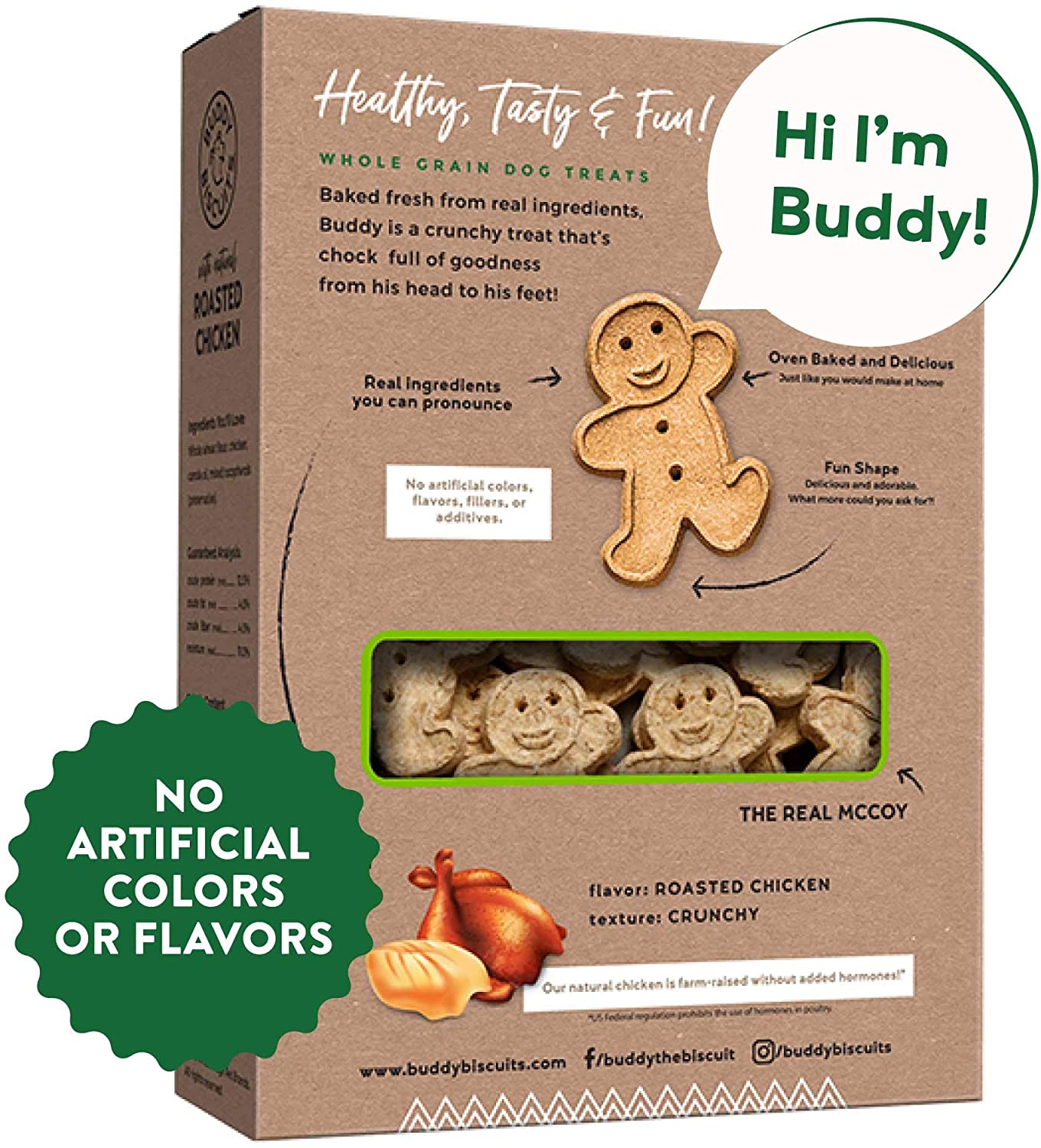 Buddy Biscuits Crunchy Treats with Roasted Chicken - 16 oz. - PACK OF 3