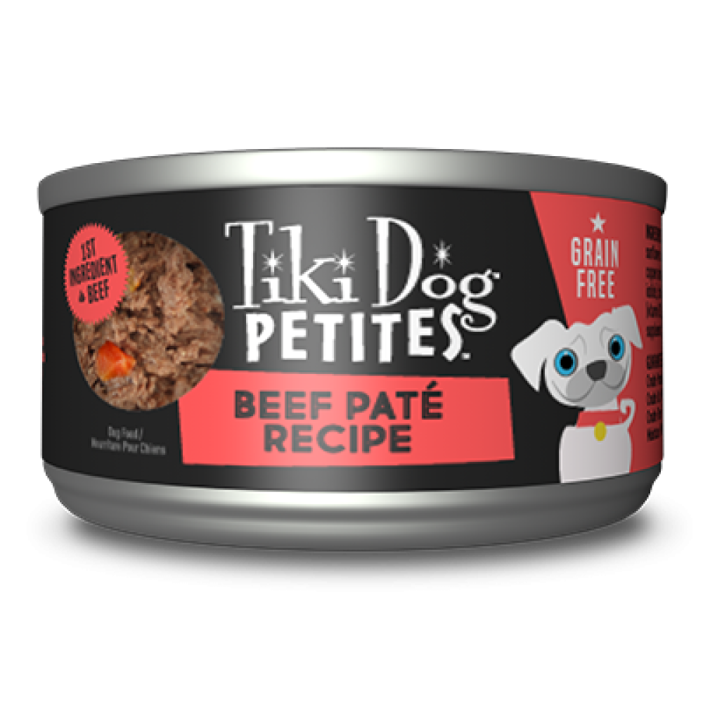 Tiki Dog Aloha Petites Wet Dog Food Paté Beef -3 oz. can - (PACK OF 3)
