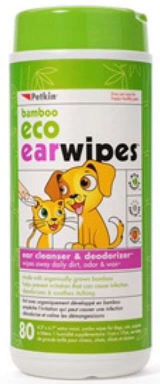 Petkin Bamboo Eco Earwipes-80ct (1Box 6pcs)
