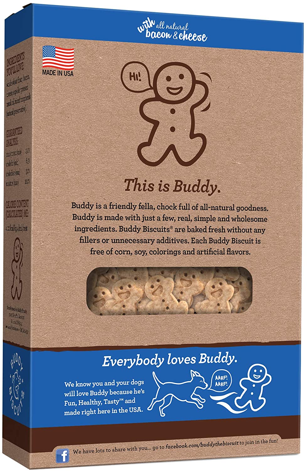 Buddy Biscuits TEENY Crunchy Treats with Bacon & Cheese - 8 oz.- PACK OF 3