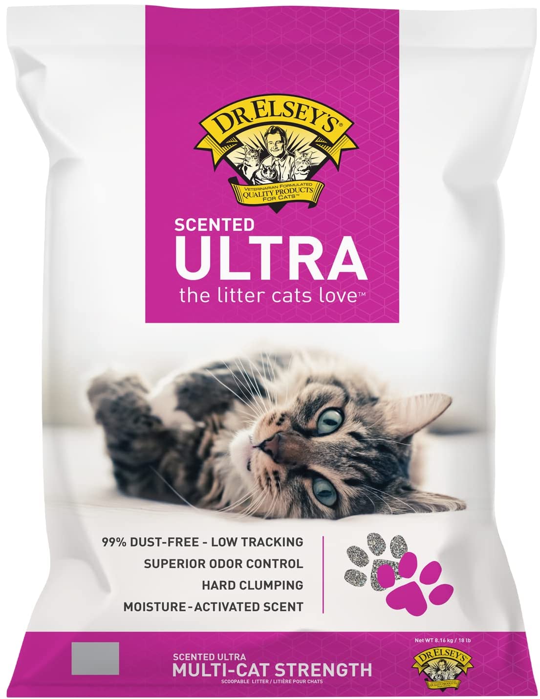 Dr Elsey's Precious Cat Ultra Hard Clumping Scented 99% Dust Free 8kg (1 box -3)