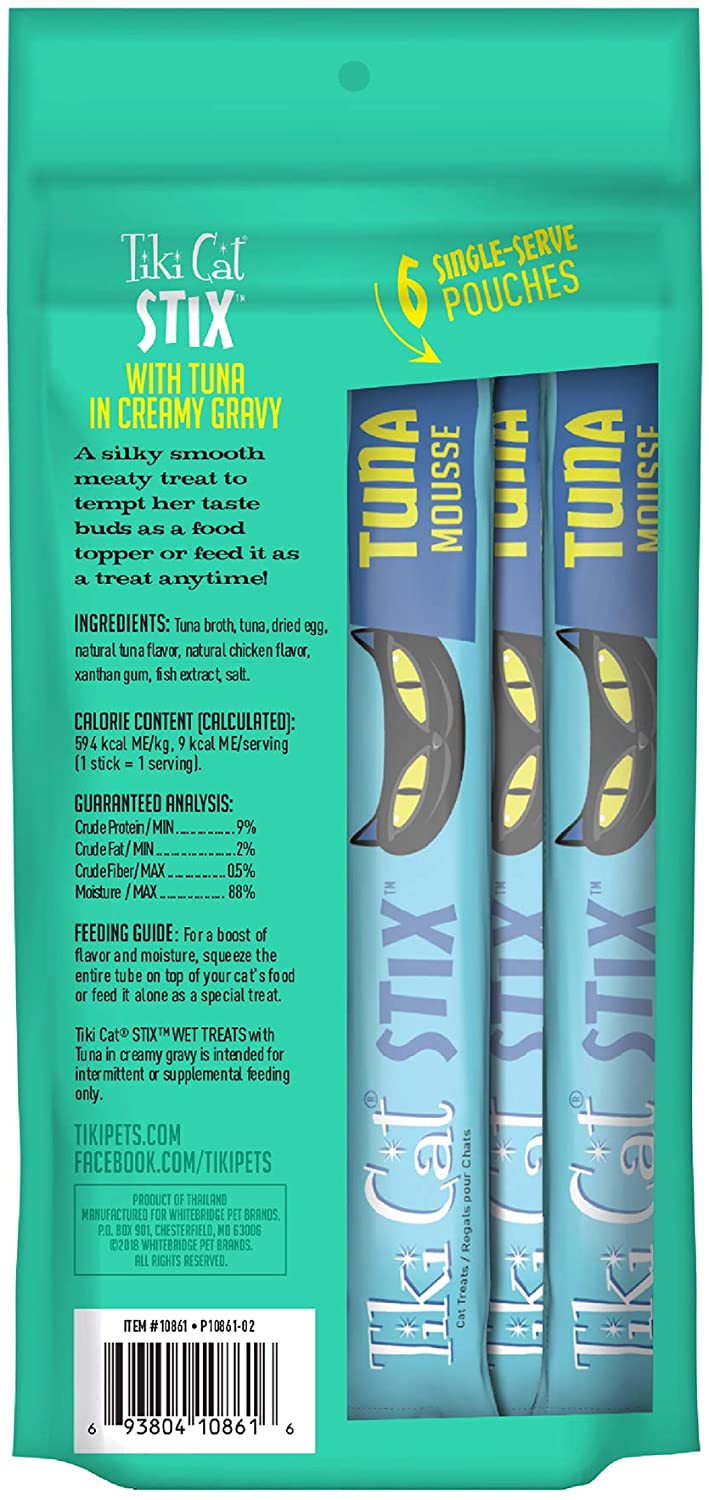 Tiki Cat Stix Treats Tuna Mousse - 6 oz bag - 1BOX 12PCS