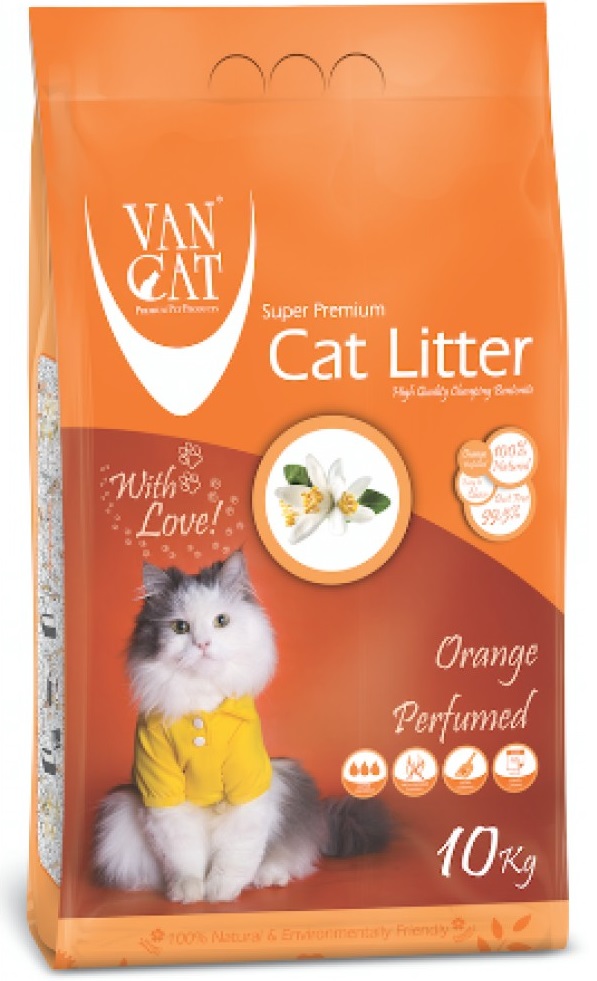 Van Cat White Bentonite Clumping Cat Litter Orange 10Kg-PACK OF 3