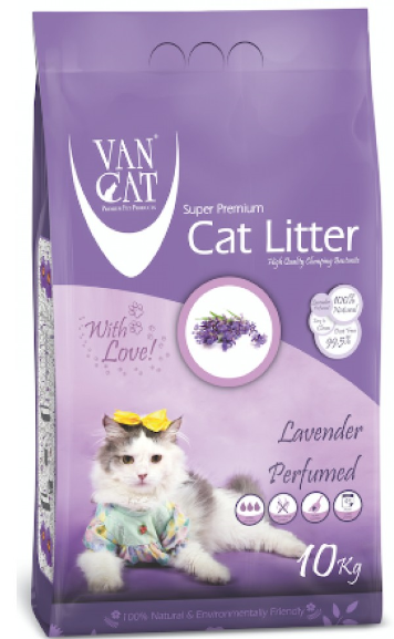 Van Cat White Bentonite Clumping Cat Litter Lavender 10Kg-PACK OF 3