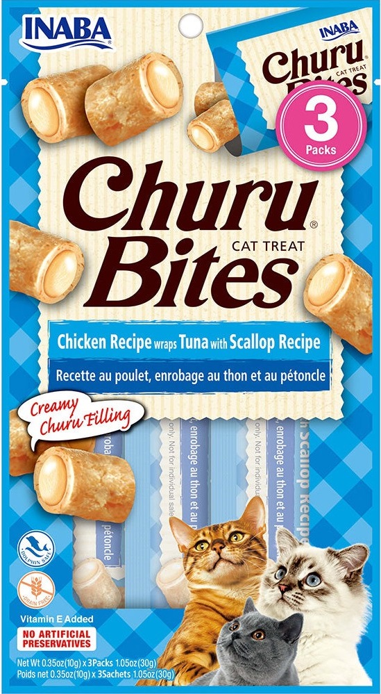 INABA CHURU chicken recipe wraps tuna with scallop recipe 30g - 3 pouches per pack Pack of 48