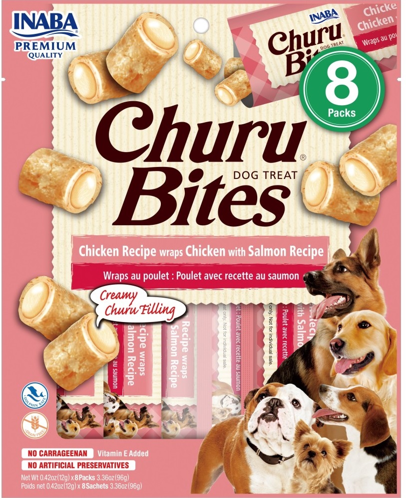 INABA CHURU chicken recipe wraps chicken with salmon recipe 96g - 8 Stick per pack Pack of 48