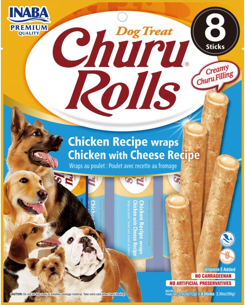 INABA CHURU chicken recipe wraps chicken recipe 96g - 8 Sticks per pack  Pack of 48