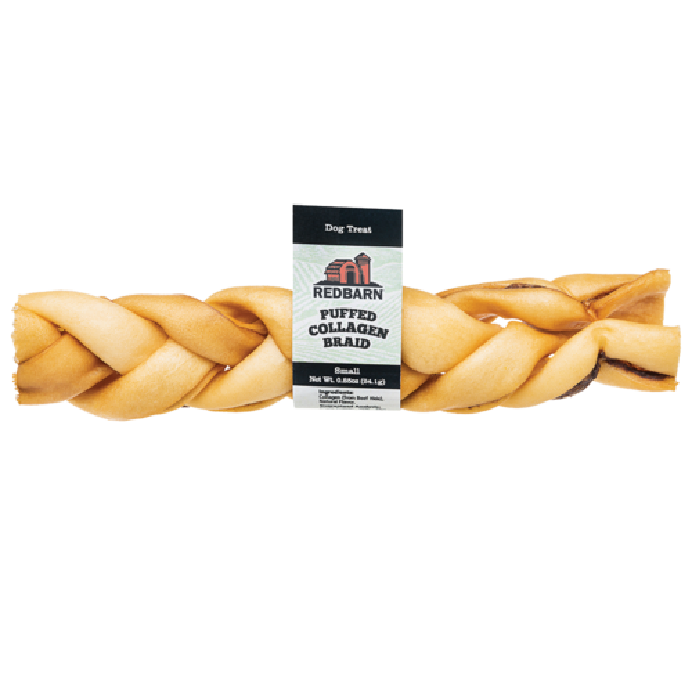 Red Barn  Puffed Collagen Braid 6"  Chews .85oz/24.1g - PACK OF 3