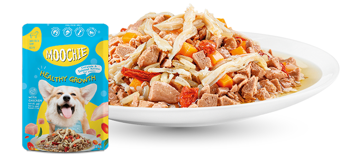 Moochie Dog Food Puppy Casserole with Chicken - Healthy Growth Pouch (12) x 85g 