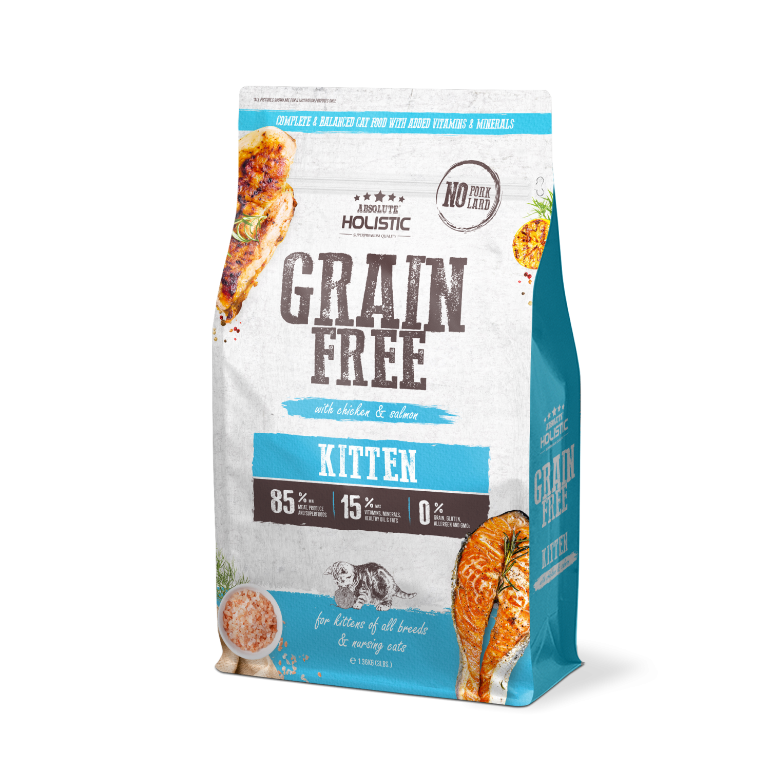 Absolute Holistic Grain Free Cat Food Kitten 1.36kg - (Buy 1 Get 1 Free)